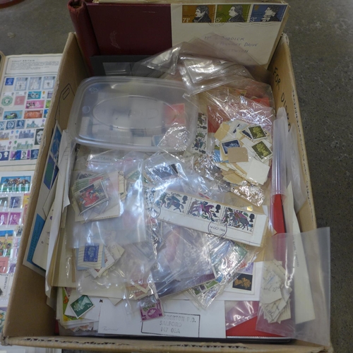 754 - Stamps:- box of stamps, covers, etc., loose and in albums