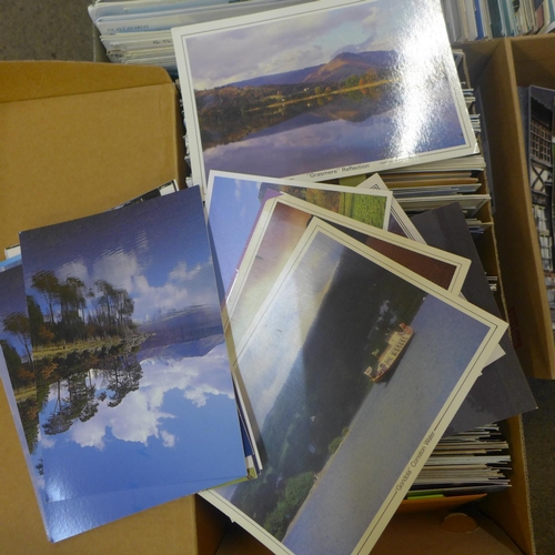 758 - Six boxes of postcards sorted into counties, countries and themes