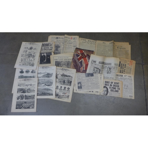 775 - A collection of 20th Century newspapers and publications including 'The Graphic'