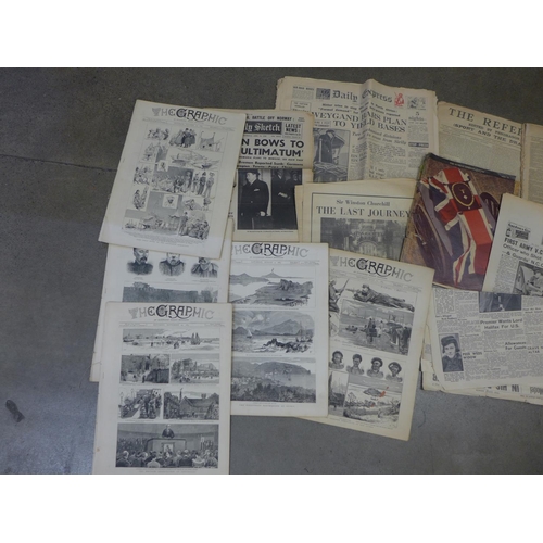 775 - A collection of 20th Century newspapers and publications including 'The Graphic'