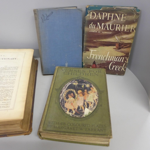 789 - A Barclays Universal English Dictionary, two Daphne du Maurier books and a Verses for Children book