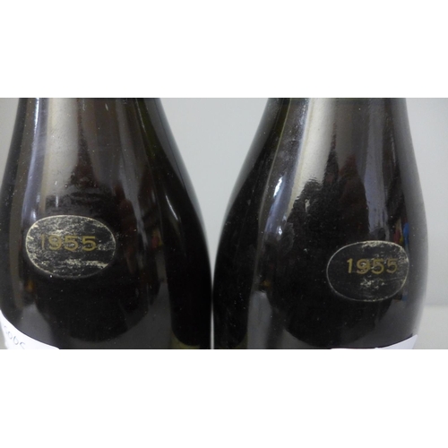 814 - Two bottles of Marc Bredif Vouvray 1955 wine