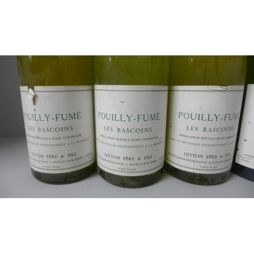 815 - Four bottles of Pouilly-Fume Les Bascoins French vintage white wine, 1982 x3 and 1988