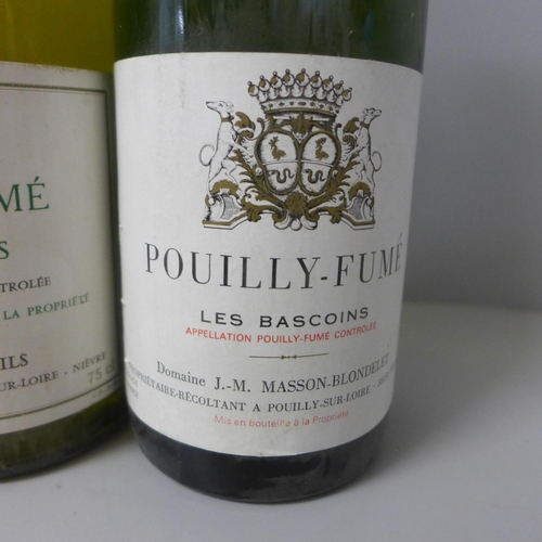 815 - Four bottles of Pouilly-Fume Les Bascoins French vintage white wine, 1982 x3 and 1988