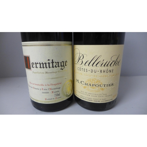 824 - A 1998 bottle of Hermitage red and a 1999 bottle of M. Chapoutier Bellruche