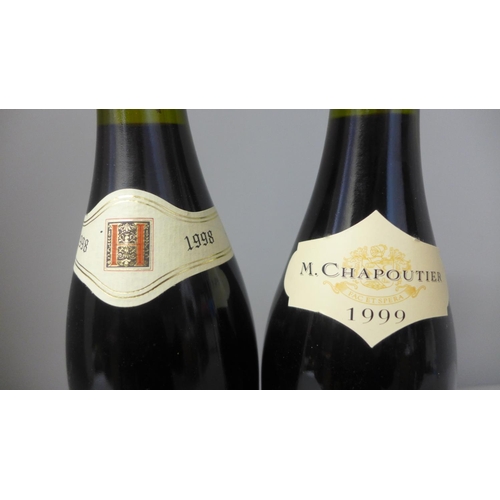 824 - A 1998 bottle of Hermitage red and a 1999 bottle of M. Chapoutier Bellruche