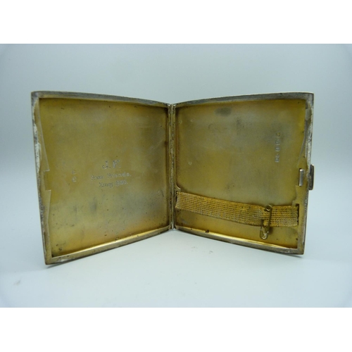 873 - An Art Deco silver cigarette case, Birmingham 1930, 101g