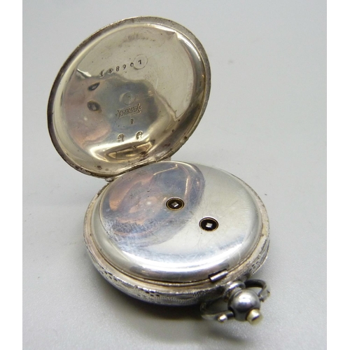 951 - A silver cased fob watch