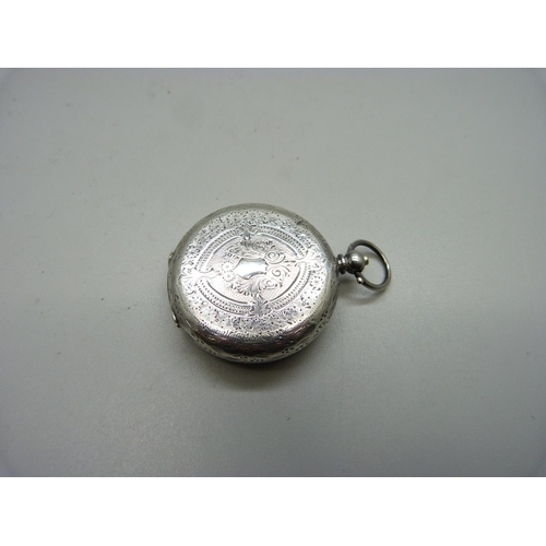 951 - A silver cased fob watch