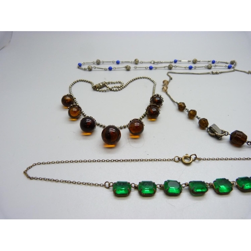 987 - Four vintage necklaces