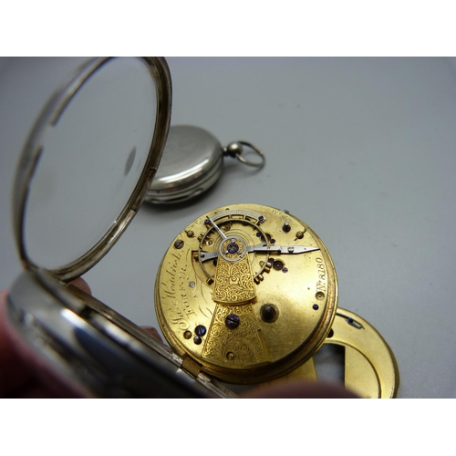 996 - A silver pocket watch, Headrick, Forfar, and a silver pocket watch case