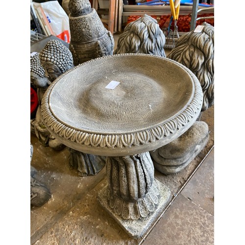 2167 - 40cm tall antique effect cast stone bird bath