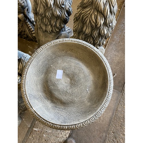 2167 - 40cm tall antique effect cast stone bird bath