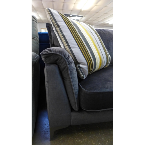 1374 - A slate velvet four seater sofa