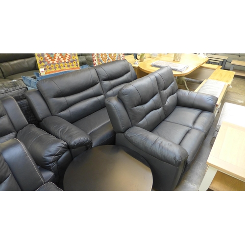 1488 - A pair of Axel black leather two and three seater sofas * this lot is subject to VAT