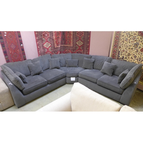 1534 - An Audrey charcoal velvet curved corner sofa