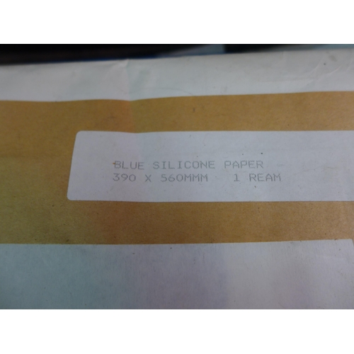 2044 - 1,500 sheets blue silicone greaseproof paper, 3 reams @ 560mm x 390mm