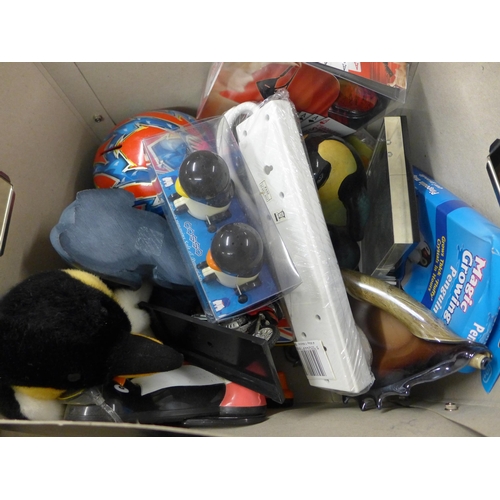 2056 - 3 Boxes of mixed toys and household items