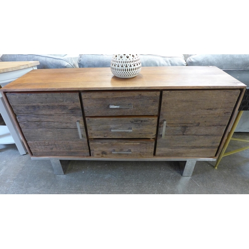 1563 - A railway sleeper two door, three drawer sideboard