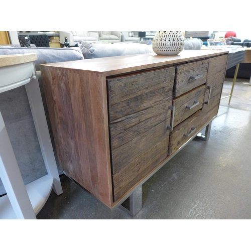 1563 - A railway sleeper two door, three drawer sideboard