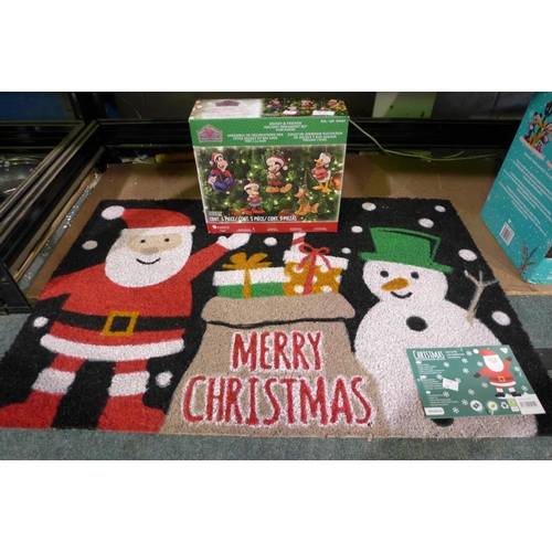 3019 - Christmas Mat 60 X 90cm  and Disney Ornaments (283-217,232) * This lot Is subject to VAT