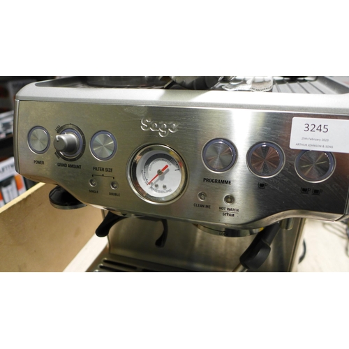 3245 - Sage Pump Coffee Machine , Original RRP £449.99 + vat (282-124)  * This lot is subject to vat