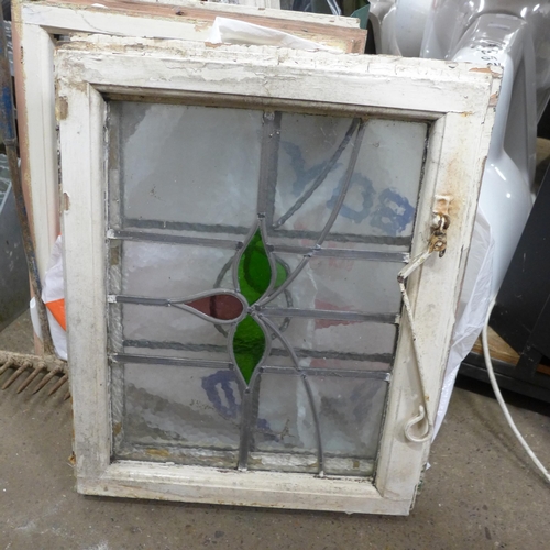 2158 - 12 Panels of framed leaded and stained glass