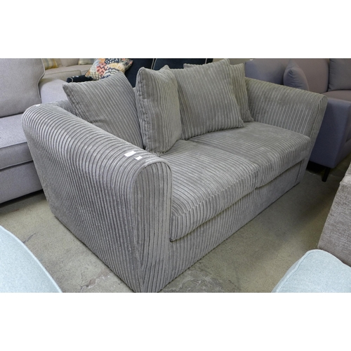 1596 - A grey jumbo corduroy 2.5 seater sofa bed