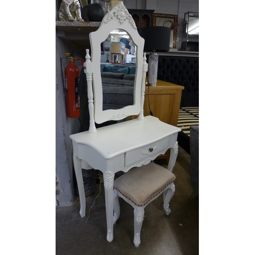 1650 - A white painted dressing table with stool