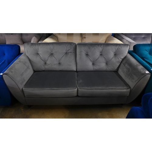 1485 - An ash grey velvet three and two seater sofa