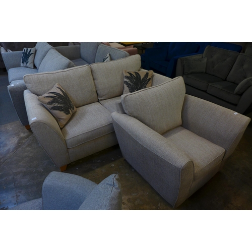 1490 - An oatmeal upholstered 2.5 seater sofa and armchair