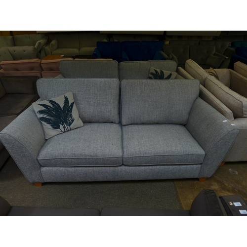 1492 - A pair of light grey upholstered four seater sofas