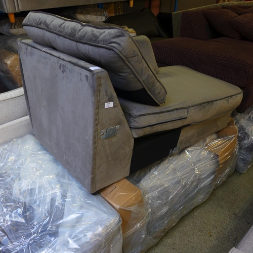 1588 - An ash grey velvet mini RHF corner sofa