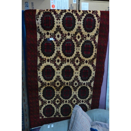 1591 - A hand woven, Belouchi tribal rug with unique Bakara design, 185cm x 95cm