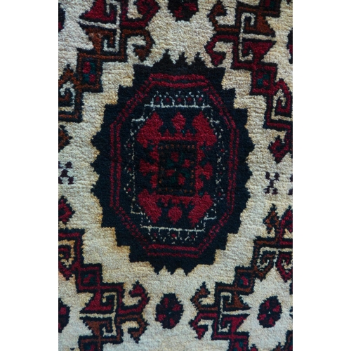 1591 - A hand woven, Belouchi tribal rug with unique Bakara design, 185cm x 95cm