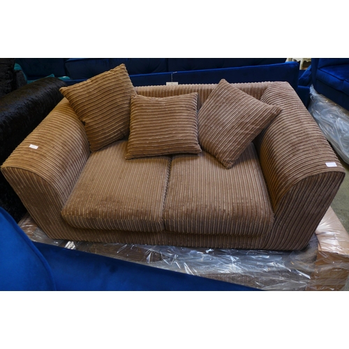 1614 - A mink jumbo corduroy two and three seater sofa