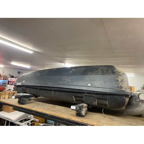 2162 - Halfords approx 1.4m x 8cm car roof box with brackets