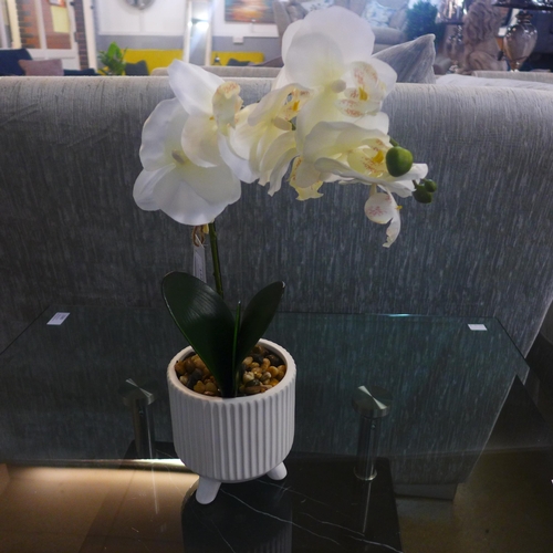 1341 - An ornamental white orchid in a ceramic pot - H42cms (67690306)