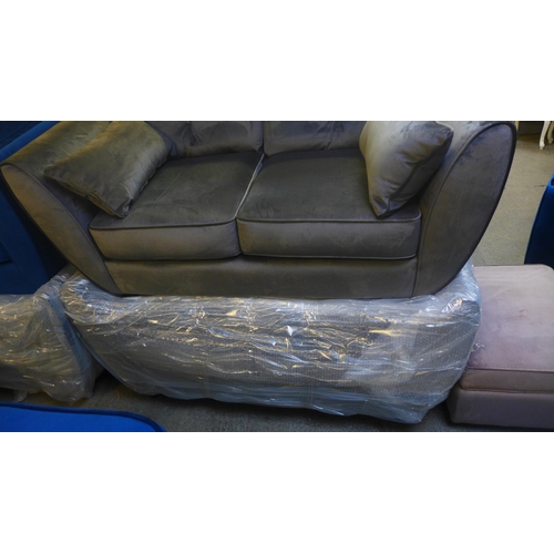 1628 - A a pair of ash grey velvet two seater sofa