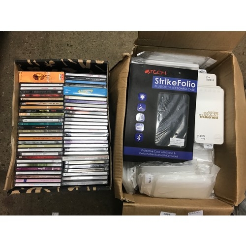 2084 - Box of phone cases and box of CD's