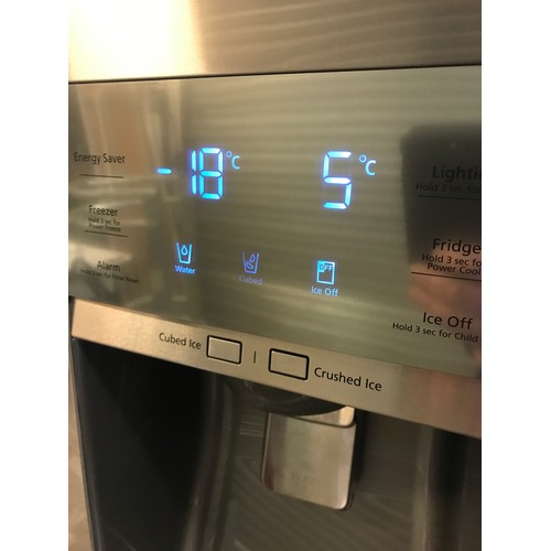 2170 - Samsung brushed steel American-style fridge/freezer with drinks dispenser. We have powered on in the... 