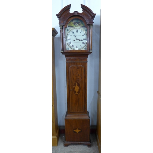 598 - An inlaid mahogany 8-day longcase clock, the painted arched dial signed Shepperley & Pearce, Notting... 