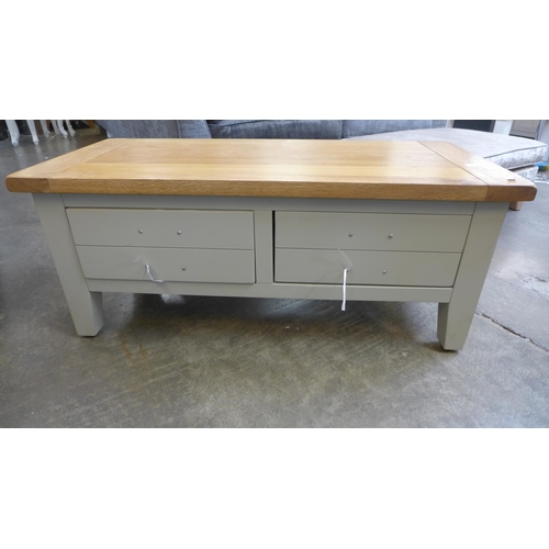 1305 - A grey painted and oak two drawer coffee table - MTANB051V * this lot is subject to VAT