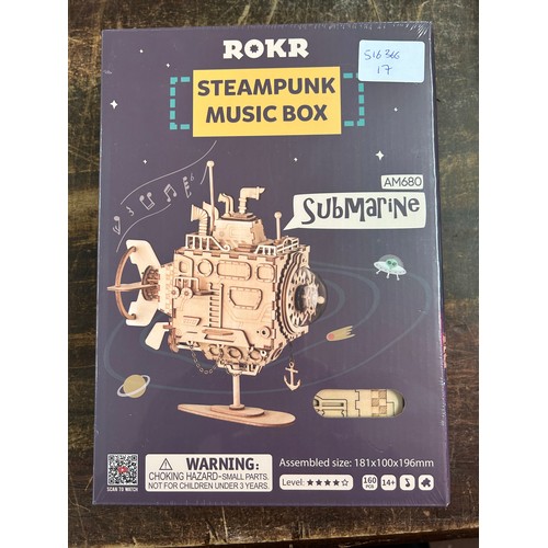 2063 - ROKR Steampunk submarine wooden music box kit - sealed