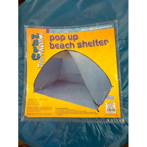 2075 - 2 Pop up beach shelters, 200 x 120 x 130cm - sealed