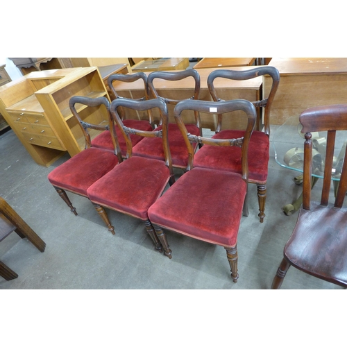 137 - A set of six William IV rosewood kidney back dining chairs