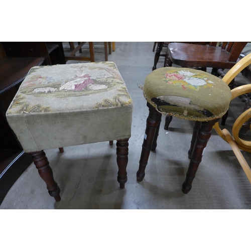 181 - Two Victorian mahogany and tapestry upholstered stools