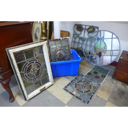 294A - Assorted 19th Century stained glass window panes