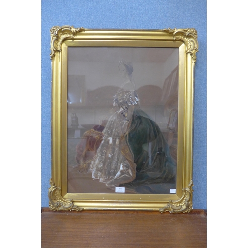 304 - English School (19th Century), portrait of young Queen Victoria, pastel, in original gilt frame