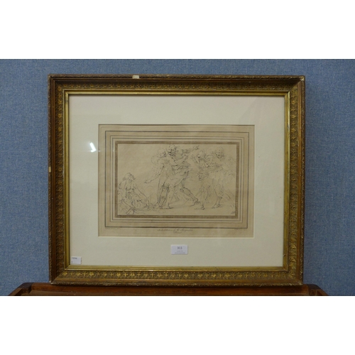 311 - Battista Franco (Italian), classical scene etching, framed